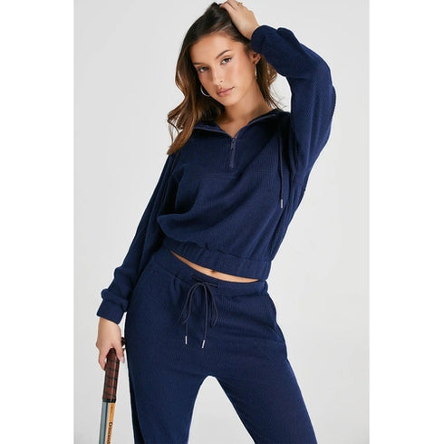 'Alina' Half Zip Hoodie and Joggers Activewear Set - Celes Fashion